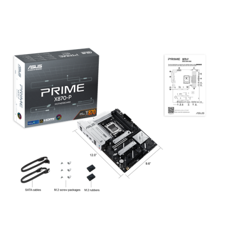 ASUS PRIME X870-P, AM5, X870, 4*DDR5,  2*SATA, 4*M.2, 4*USB 3.2, 2*USB 2.0, 2*Type-C, 5*PCIx16, HDMI, ATX; 90MB1IT0-M0EAY0
