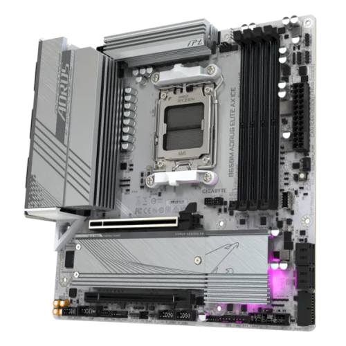 GIGABYTE B650M AORUS ELITE AX ICE, AM5, B650, 4*DDR5, 4*SATA, 2*M.2, 7*USB 3.2, 4*USB 2.0, Type-C, 2*PCIx16, DP+HDMI, mATX