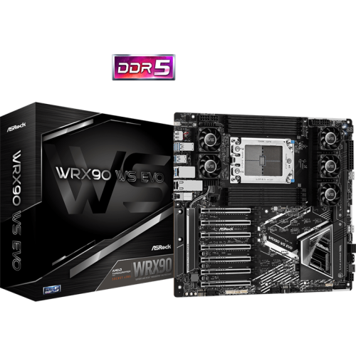 ASROCK WRX90 WS EVO, AMD WRX90, 8*DDR5, 4*SATA, 2*M.2, 2 x SlimSAS, 6*USB 3.2, 2*Type-C, 7*PCIx16, DP, EEB