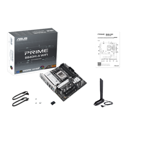 ASUS PRIME B840M-A WIFI, AM5, B840, 4*DDR5, 4*SATA, 3*M.2, 2*USB 3.2, 4*USB 2.0, Type-C, 4*PCIx16, 2* DP+HDMI, mATX; 90MB1J20-M0EAY0