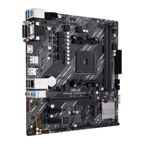 ASUS PRIME A520M-E/CSM, AM4, A520, 2*DDR4,  4*SATA, 1*M.2, 5*USB 3.2, 2*USB 2.0, 1*PCIx16, 2*PCIx1, DVI-D+D-Sub+HDMI, mATX; 90MB1510-M0EAYC
