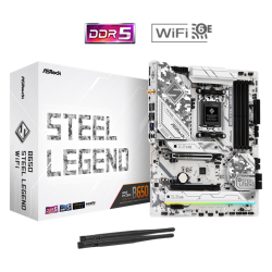 ASROCK B650 STEEL LEGEND WIFI, AM5, B650, 4*DDR5, 2*SATA, 3*M.2, 5*USB 3.2, 2*USB 2.0, Type-C, 2*PCIx16, 1*M.2 (Key E), HDMI+DP, ATX