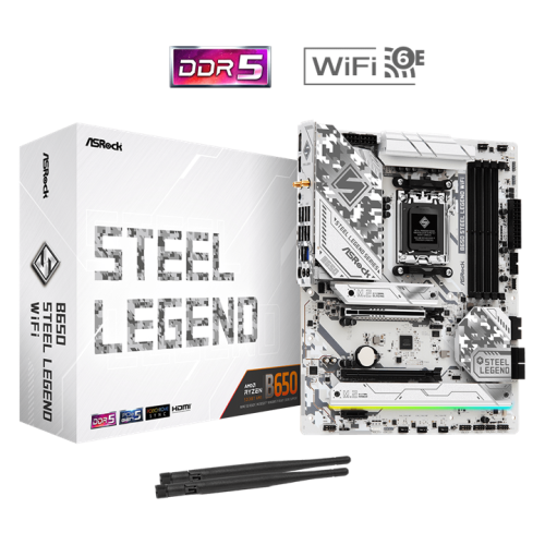 ASROCK B650 STEEL LEGEND WIFI, AM5, B650, 4*DDR5, 2*SATA, 3*M.2, 5*USB 3.2, 2*USB 2.0, Type-C, 2*PCIx16, 1*M.2 (Key E), HDMI+DP, ATX