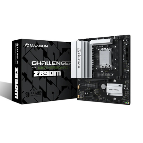 MAXSUN MS-Challenger Z890M, LGA1851, Z890, 2*DDR5, 3*SATA3, 2*M.2, USB 3.2, USB 2.0, Type-C, 1*PCIEx16, 1*PCIex4, 1*PCIex1, HDMI+DP, mATX
