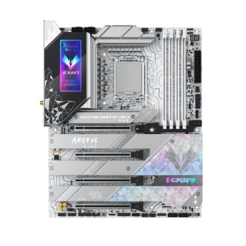 MAXSUN MS-iCraft Z890 ARCTIC, LGA1851, Z890, 4*DDR5, 4*SATA3, 4*M.2, USB 3.2, USB 2.0, Type-C, 4*PCIEx16, HDMI+DP, ATX