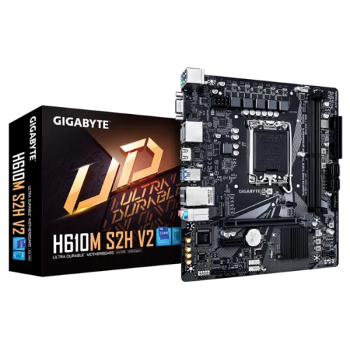GIGABYTE H610M S2H, LGA1700, H610, 2*DDR5, 4*SATA, 1*M.2, 2*USB 3.2, 4*USB 2.0, 1*PCIx16, 1*PCIx1, D-Sub+HDMI+2*DP, mATX