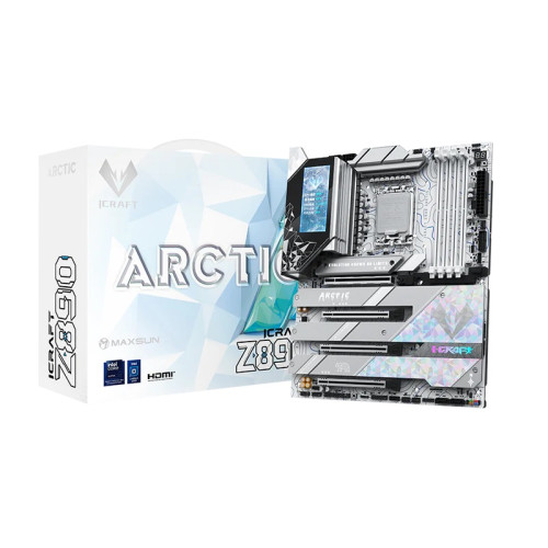 MAXSUN MS-iCraft Z890 ARCTIC, LGA1851, Z890, 4*DDR5, 4*SATA3, 4*M.2, USB 3.2, USB 2.0, Type-C, 4*PCIEx16, HDMI+DP, ATX