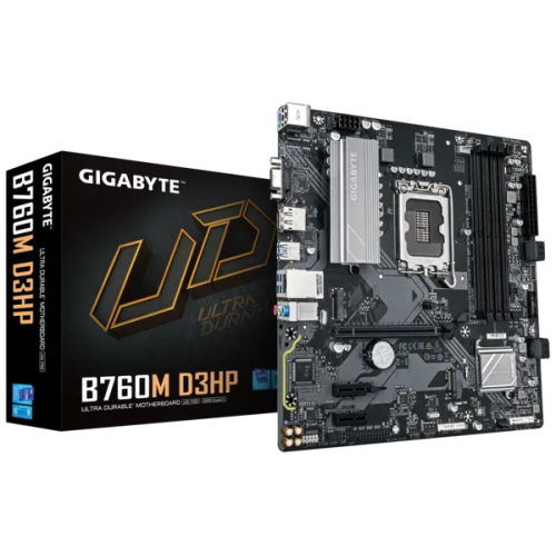 GIGABYTE B760M D3HP, LGA1700, B760, 4*DDR5, 4*SATA, 2*M.2, 3*USB 3.2, 2*USB 2.0, 1*PCIx16, 2*PCIx1, D-Sub+HDMI+DP, mATX