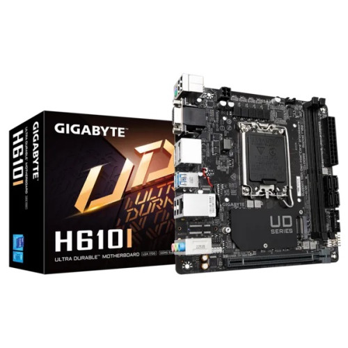 GIGABYTE H610I, LGA1700, H610, 2*DDR5, 4*SATA, 1*M.2, 2*USB 3.2, 4*USB 2.0, 1*PCIx16, 2*DP+D-Sub+HDMI, mITX