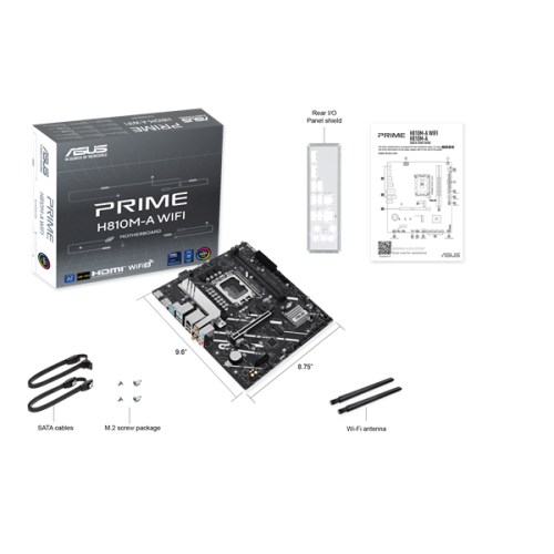 ASUS PRIME H810M-A WIFI, LGA1851, B810, 2*DDR5, 4*SATA, 2*M.2, 2*USB 3.2, 4*USB 2.0, 1*PCIx16, 1*PCIx1, HDMI+DP, mATX; 90MB1KJ0-M0EAY0