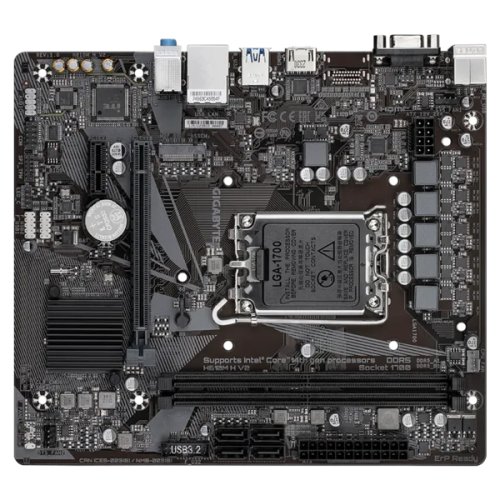 GIGABYTE H610M H V2, LGA1700, H610, 2*DDR5, 4*SATA, 1*M.2, 2*USB 3.2, 4*USB 2.0, 1*PCIx16, 1*PCIx1, D-Sub+HDMI, mATX