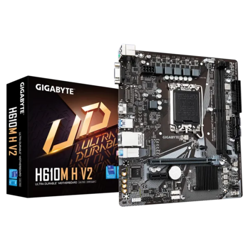 GIGABYTE H610M H V2, LGA1700, H610, 2*DDR5, 4*SATA, 1*M.2, 2*USB 3.2, 4*USB 2.0, 1*PCIx16, 1*PCIx1, D-Sub+HDMI, mATX