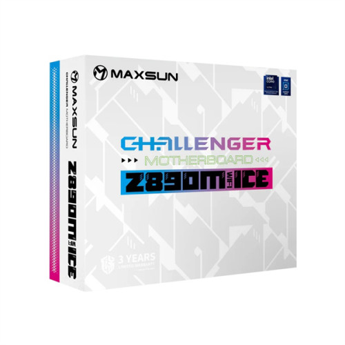 MAXSUN MS-Challenger Z890M WIFI ICE, LGA1851, Z890, 2*DDR5, 3*SATA3, 2*M.2, USB 3.2, USB 2.0, Type-C, 1*PCIEx16, 1*PCIex4, 1*PCIex1, HDMI+DP, mATX
