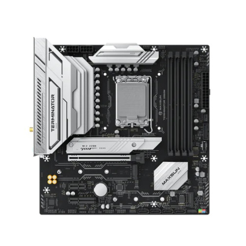 MAXSUN MS-Terminator B860 WIFI, LGA1851, B860, 4*DDR5, 4*SATA3, 3*M.2, USB 3.2, USB 2.0, Type-C, 1*PCIEx16, 1*PCIex4, 1*PCIex1, HDMI+DP, mATX