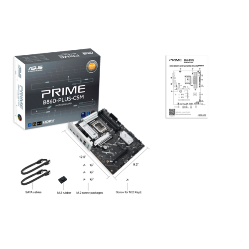ASUS PRIME B860-PLUS-CSM, LGA1851, B860, 4*DDR5, 4*SATA, 2*M.2, 3*USB 3.2, 4*USB 2.0, Type-C, 5*PCIx16, DP+HDMI, ATX; 90MB1KA0-M0EAYC