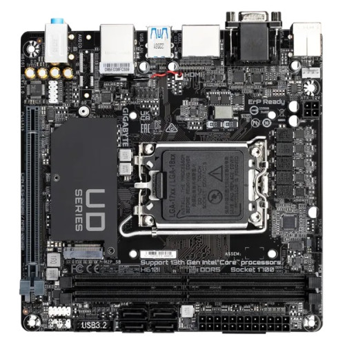 GIGABYTE H610I, LGA1700, H610, 2*DDR5, 4*SATA, 1*M.2, 2*USB 3.2, 4*USB 2.0, 1*PCIx16, 2*DP+D-Sub+HDMI, mITX