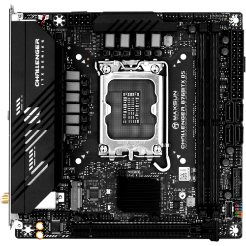 MAXSUN MS-Challenger B760ITX D5 WIFI, LGA1700, B760, 2*DDR5, 4*SATA3, 2*M.2, 2*USB 3.2, 4*USB 2.0, 1*PCIEx16, 2*HDMI+2*DP, mITX