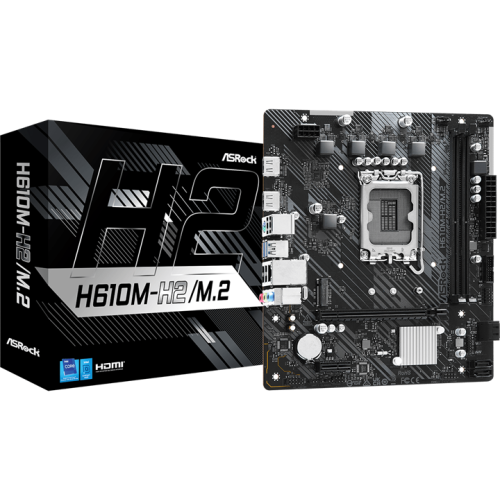 ASROCK H610M-H2/M.2, LGA1700, H610, 2*DDR4, 4*SATA, 1*M.2, 2*USB 3.2, 4*USB 2.0, 1*PCIx16, 1*PCIx1, 2*HDMI, mATX