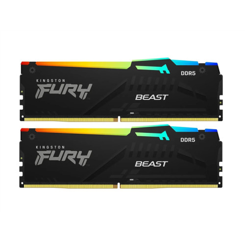 Kingston 32GB 6400MT/s DDR5 CL32 DIMM Kit (2x16GB) FURY Beast RGB XMP