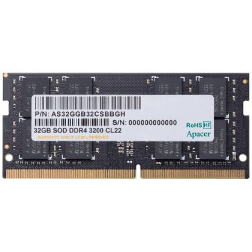 Apacer  DDR4  32GB  3200MHz SO-DIMM (PC4-25600) CL22 1.2V (Retail) 2048*8  3 years (AS32GGB32CSBBGH/ES.32G21.PSI)