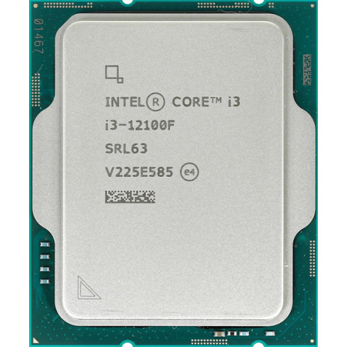 CPU Intel Core i3-12100F (3.3GHz/12MB/4 cores) LGA1700 OEM, TDP 60W, max 128Gb DDR5-4800, DDR4-3200,  CM8071504651013SRL62, 1 year