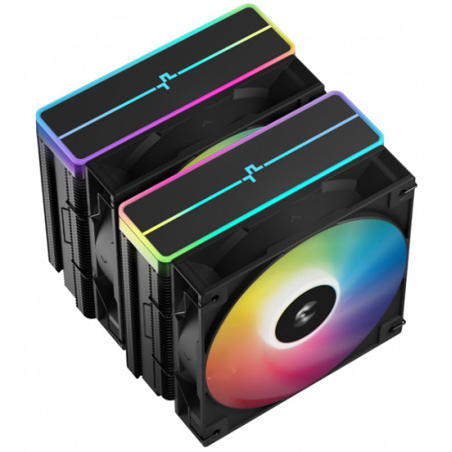 DEEPCOOL AG620 BK ARGB V2 LGA20XX/1700/1200/115X/AM5/AM4 (9шт/кор, TDP 260W, PWM, ARGB DUAL Fan 120mm, 6 тепл. трубок, черный) RET