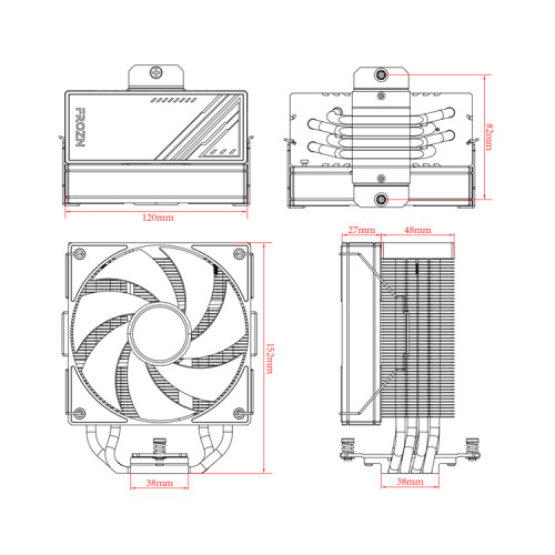 ID-COOLING FROZN A410 ARGB LGA1700/1200/115X/AM5/AM4 (10шт/кор, TDP 220W, PWM, 4 тепл.трубки прямого контакта, ARGB FAN 120mm, черный) RET