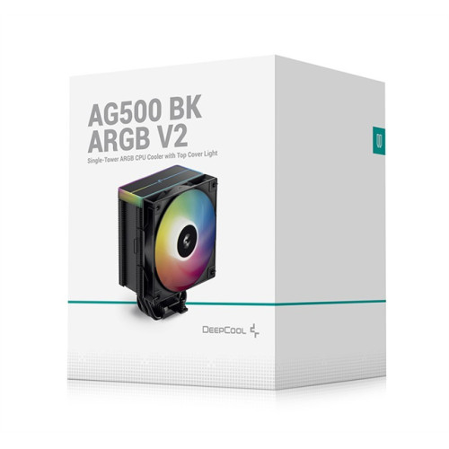 DEEPCOOL AG500 BK ARGB V2 LGA1700/1200/115X/AM5/AM4 (12шт/кор, TDP 240W, PWM, ARGB Fan 120mm, 5 тепл. трубок) RET