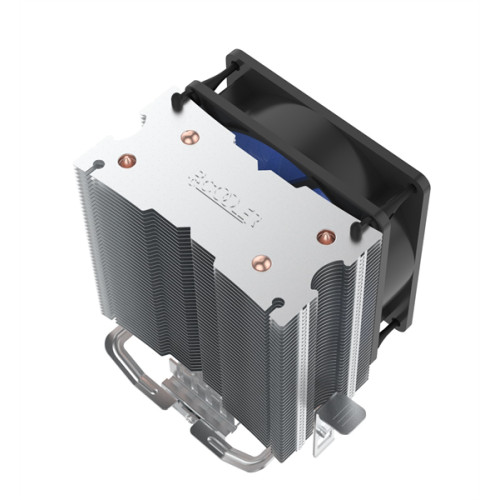 PCCooler S93 V2 (100W, 3-pin, 125mm, Al/Cu, 2x6mm, 1x92mm, 48CFM, 22dBA, 2200RPM, S: 1700/1200/115X, AM5/AM4, silver, black)