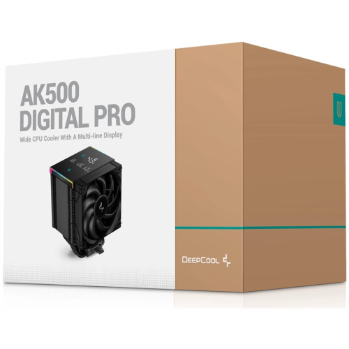 DEEPCOOL AK500 DIGITAL PRO LGA20XX/1700/1200/115X/AM5/AM4 (9шт/кор, TDP 240W, PWM, Fan 120mm, 5 тепл. трубок, ARGB, черный) RET