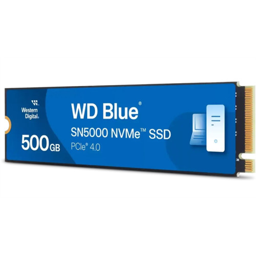 Western Digital Blue SN5000 SSD M2.2280 PCIe 4.0 500Gb, 5000MBs/4000MBs, TBW 300, WDS500G4B0E, 1 year