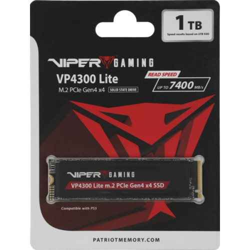 Patriot Viper VP4300 Lite 1TB M.2 2280 NVMe PCIe 4.0 x4 R7400/W6400 TBW 800TB 3D NAND