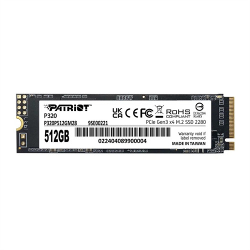 Patriot SSD P320 512GB M.2 2280 NVMe PCIe 3.0 x4 R3000/W2200 TBW 240TB 3D NAND
