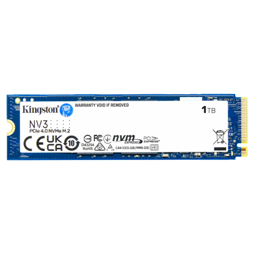 Kingston SSD 1TB NV3 M.2 2280 NVMe Gen4x4 R6000/W4000MB/s MTBF 2M 320TBW Retail 1 year