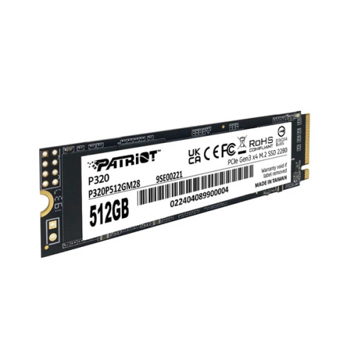 Patriot SSD P320 512GB M.2 2280 NVMe PCIe 3.0 x4 R3000/W2200 TBW 240TB 3D NAND