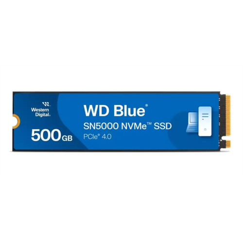 Western Digital Blue SN5000 SSD M2.2280 PCIe 4.0 500Gb, 5000MBs/4000MBs, TBW 300, WDS500G4B0E, 1 year