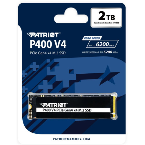 Patriot SSD P400 V4 2TB M.2 2280 NVMe PCIe 4.0 x4 R6200/W5200 TBW 640TB 3D NAND with HS