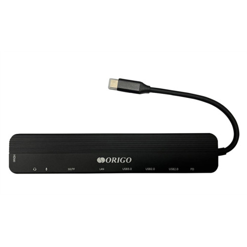 ORIGO Док-станция USB-C, 1xUSB 3.0, 1xUSB-C/PD 3.0, 2xUSB 2.0, 1x1000Base-T, 1xHDMI, слот SD/TF/microSD