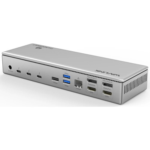 Docking Station WAVLINK Thunderbolt 4 Quad Display/96W Power Delivery Include 20V/11.5A Power Adapter/4xUSB3.0/3xThunderbolt 4/2xDP 4K 60HZ/2xHDMI 4K 60HZ/1xGigabit LAN/1xCombo Audio Jack/1xCardReader