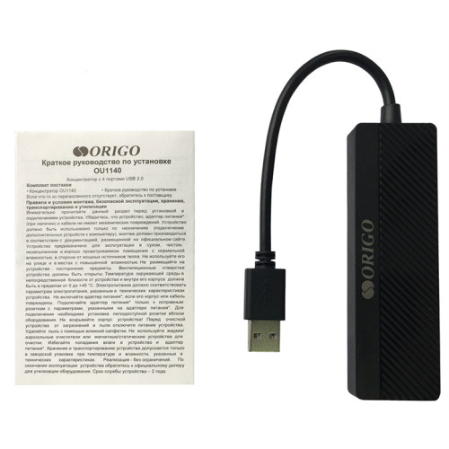 ORIGO Концентратор USB 2.0, 4xUSB 2.0, без адаптера питания в комплекте