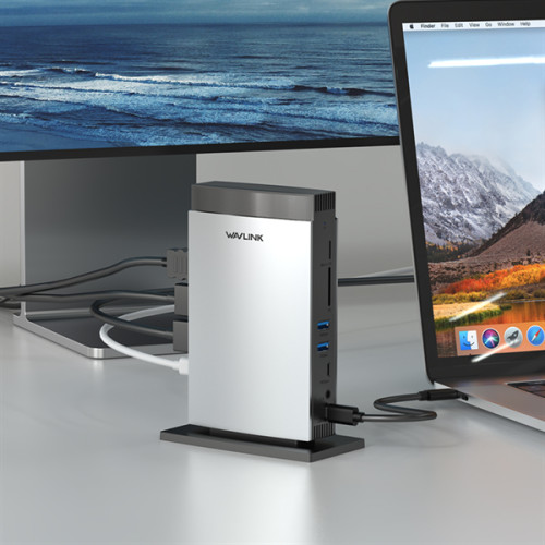 Docking Station WAVLINK USB-C PD3.1 Triple Display/140W PowerDelivery/2xUSB3.0/1xUSB C/1xDP 1.4/2xHDMI 2.1/1xGigabit LAN/1xAudio In/Out/1xSD/Micro SD CardReader/ no AC-Adapter included