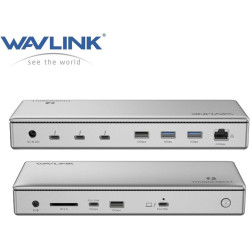 Docking Station WAVLINK Thunderbolt 4 Dual Display/98W Power Delivery Include 20V/11.5A Power Adapter/4xUSB3.0/3xThunderbolt 4/2xDP 4K 60HZ/2xHDMI 4K 60HZ/1xGigabit LAN/1xCombo Audio Jack/1xCardReader