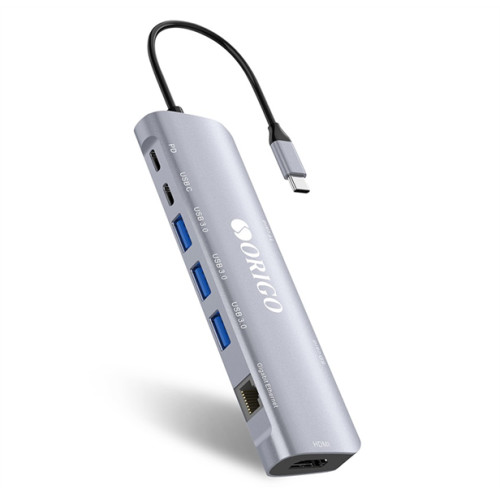 ORIGO Док-станция USB-C, 3xUSB 3.0, 1xUSB-C/PD 3.0, 1xUSB-C, 1x1000Base-T, 1xHDMI, слот SD/TF/microSD