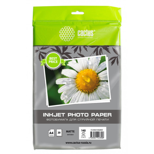 Cactus CS-MA414020ED A4/140г/м2/20л./белый матовое для струйной печати