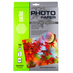 Cactus CS-GA618050 10x15/180г/м2/50л./белый глянцевое для струйной печати