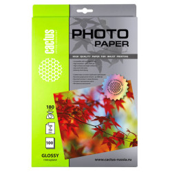 Cactus CS-GA6180100 10x15/180г/м2/100л./белый глянцевое для струйной печати