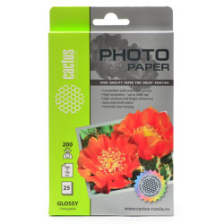 Cactus CS-GA620025 10x15/200г/м2/25л./белый глянцевое для струйной печати