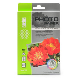 Cactus CS-MA619025 10x15/190г/м2/25л./белый матовое для струйной печати