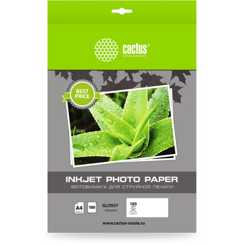 Cactus CS-GA4180100ED A4/180г/м2/100л./белый глянцевое для струйной печати