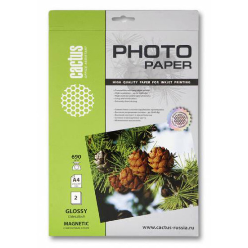 Cactus CS-MGA46902 A4/690г/м2/2л./белый глянцевое/магнитный слой для струйной печати